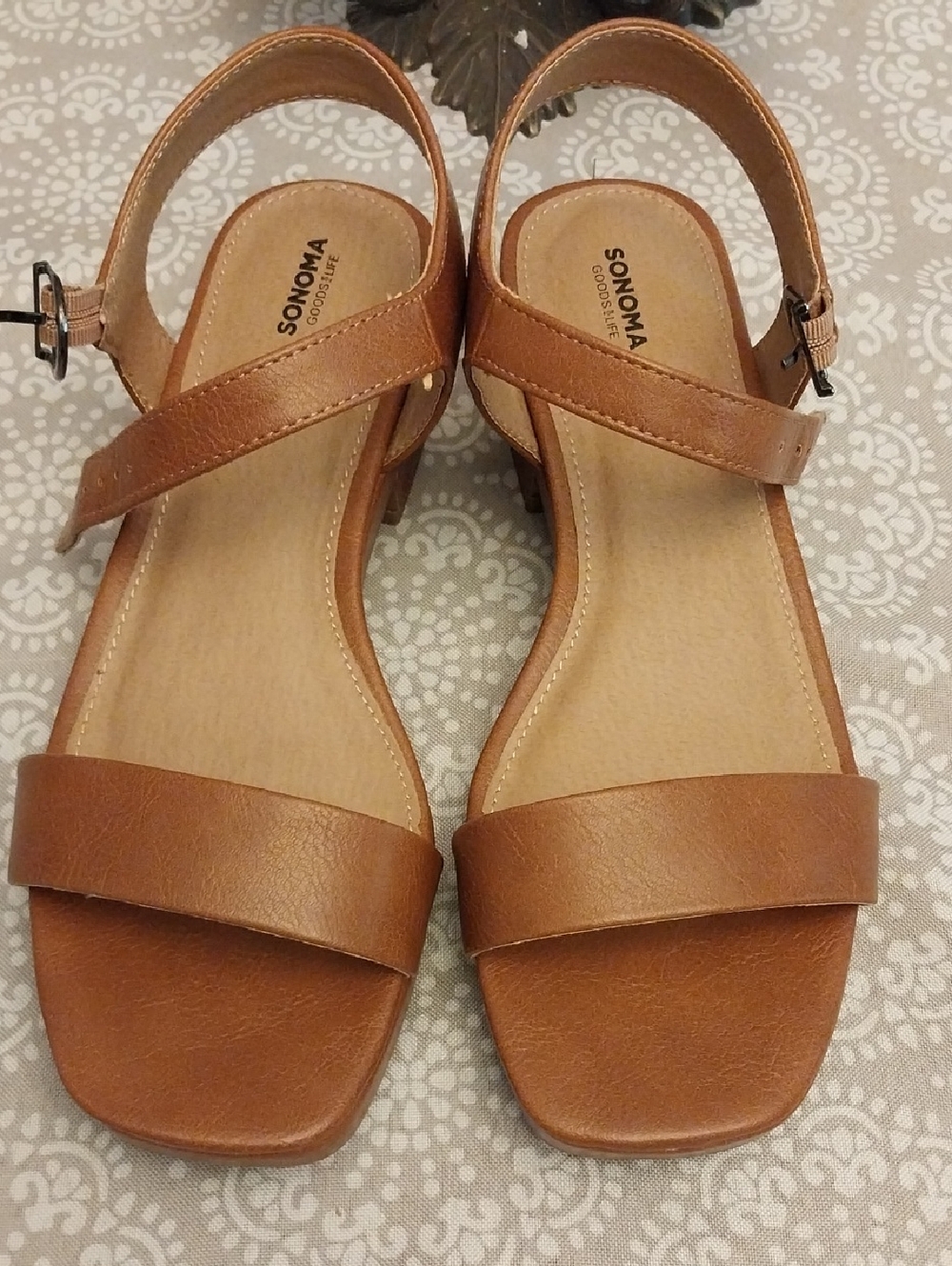 Sonoma Brown Strappy Low-Heel Sandals